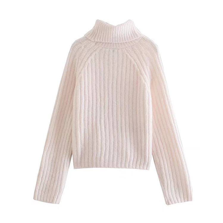 Versatile slim short rib turtleneck sweater  7474