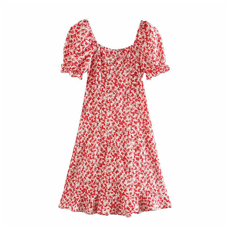 French retro girl sweet butterfly print dress  7072