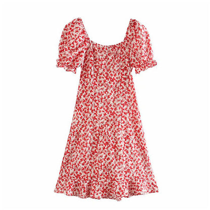 French retro girl sweet butterfly print dress  7072