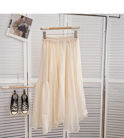 New foreign style gentle super fairy hanging high waist A-shaped skirt  5805