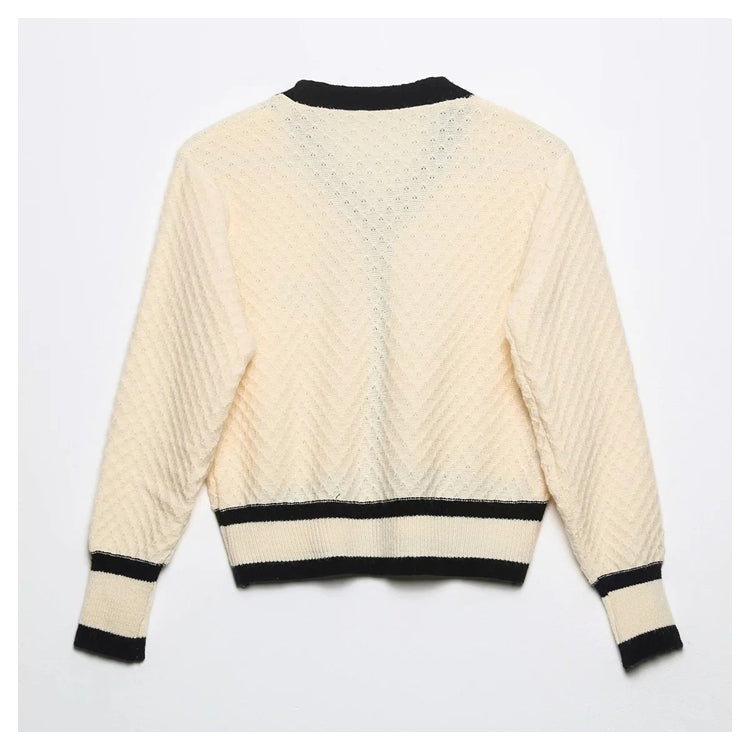 Button knitted cardigan jacket fashion versatile slim sweater  7274
