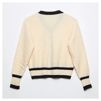 Button knitted cardigan jacket fashion versatile slim sweater  7274