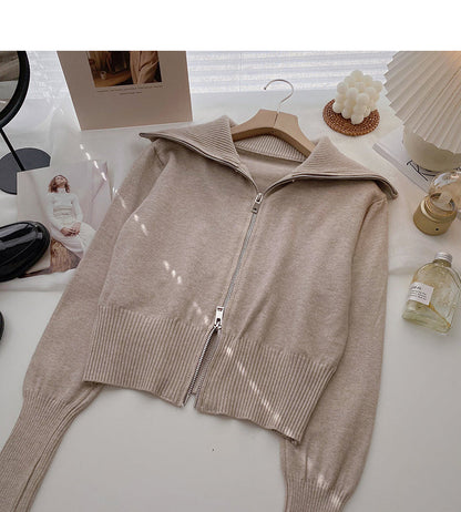 Korean fashion short Lantern Sleeve zipper top  6568