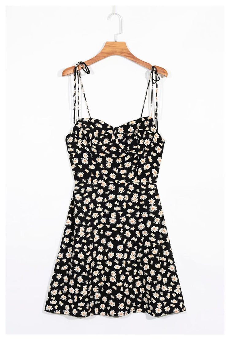 Daisy print A-line suspender dress  7035