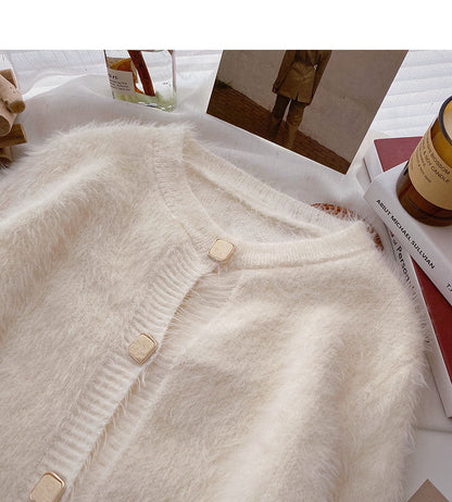 Korean simple casual French retro single breasted long sleeved top  5995