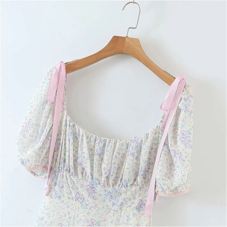 French retro belly covering thin dress  7137