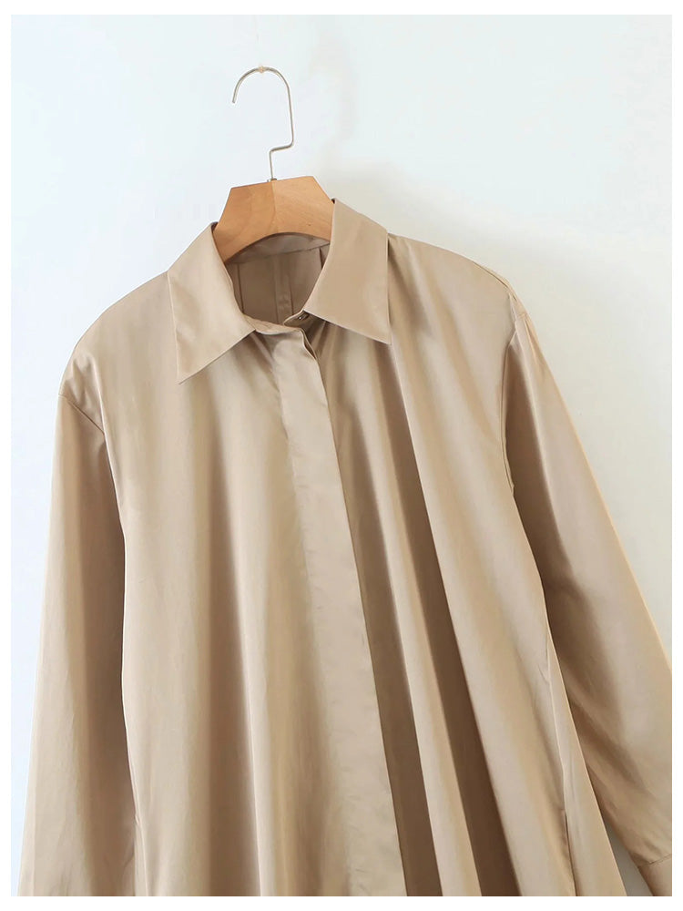 Light mature style skirt, slim waist, medium length shirt skirt  7123