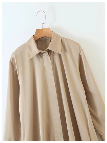 Light mature style skirt, slim waist, medium length shirt skirt  7123