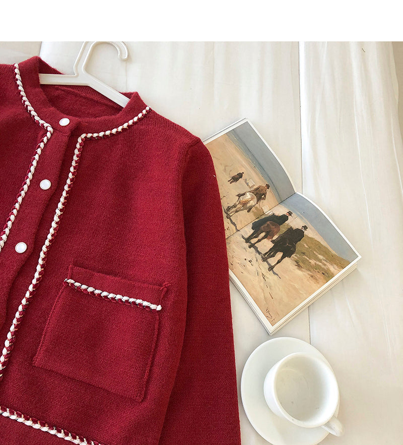 Soft Hong Kong Style crew neck button cardigan  5847