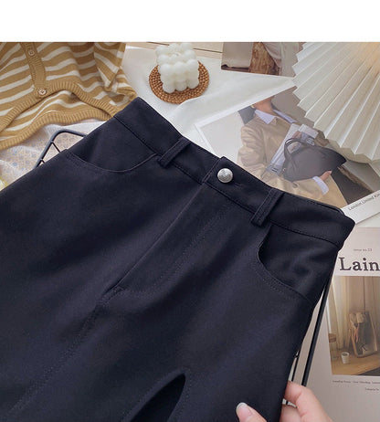Design: slit wrap hip thin high waist black A-line skirt  5565