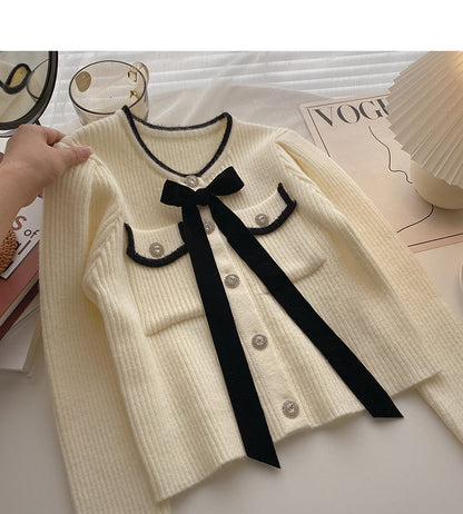 Design sense Vintage diamond button long sleeve knitted cardigan  5902