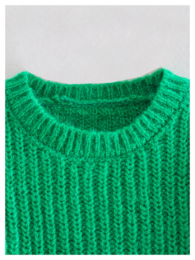Retro minority design puffy sleeve short sweater  7155