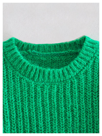 Retro minority design puffy sleeve short sweater  7155