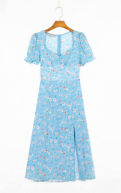 Elegant sweet retro fresh Printed Dress  7059