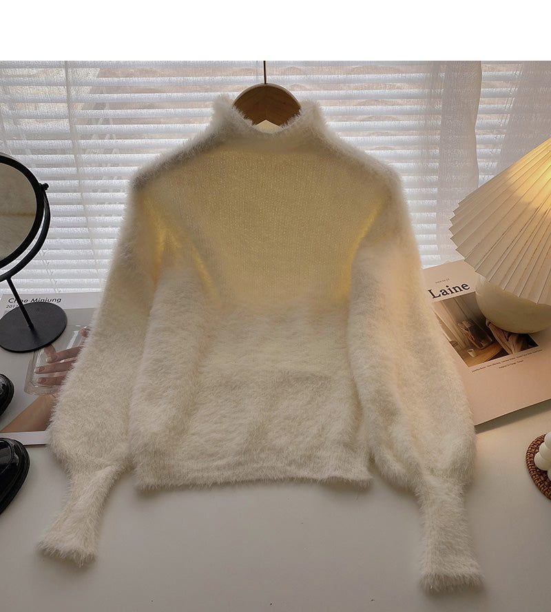 Korean style slim high collar Lantern Sleeve Blouse  5938