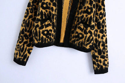 Vintage animal jacquard sweater knitted coat  7350