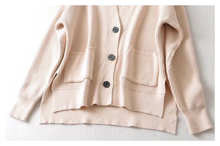 Lazy sweater loose pocket knit cardigan  7440