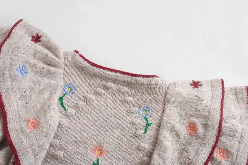 Embroidered layered decorative sweater design sweater coat  7226