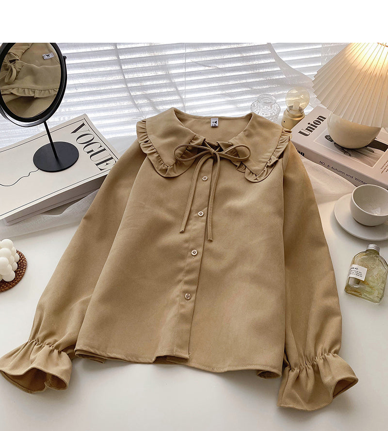 Retro minority flared sleeve blouse  6308