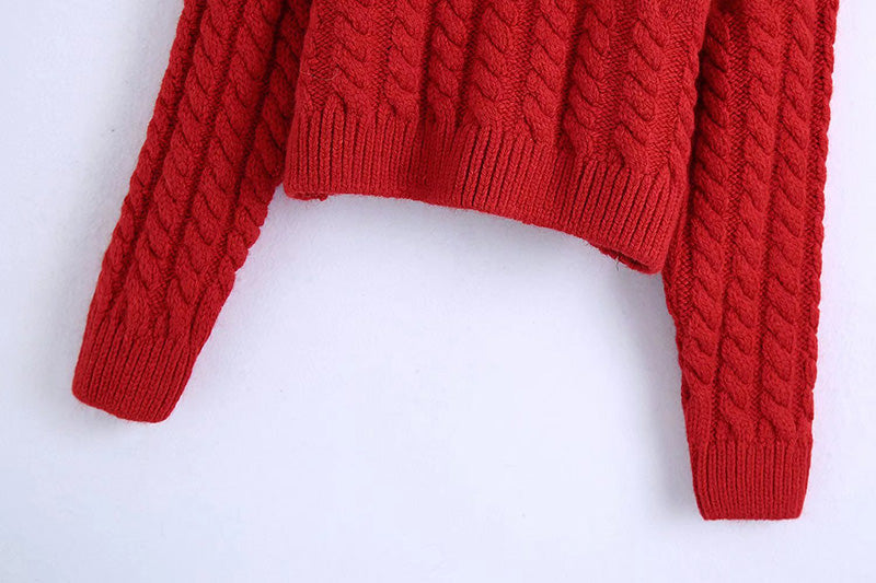 Vintage loose eight strand jacquard sweater  7525