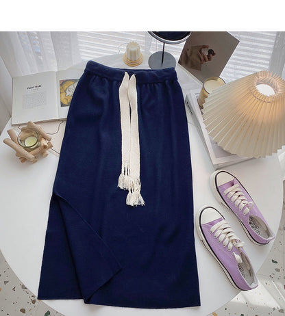 Korean version of lazy style versatile pop split skirt  5783