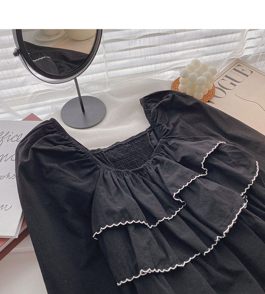Ruffle minority design short slim blouse  6290