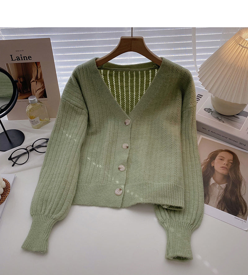 Flared sleeve solid sweater slim long sleeve sweater  6648