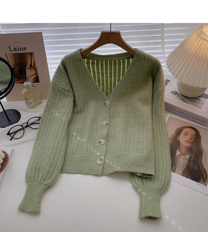 Flared sleeve solid sweater slim long sleeve sweater  6648