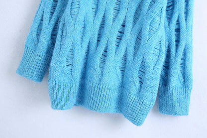Long sweater with hole decoration  7507
