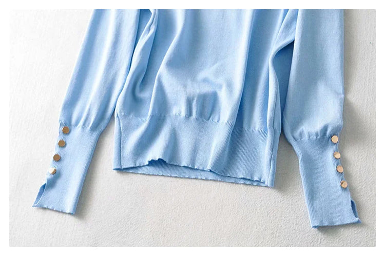 New simple and versatile solid V-Neck long sleeved sweater  7369