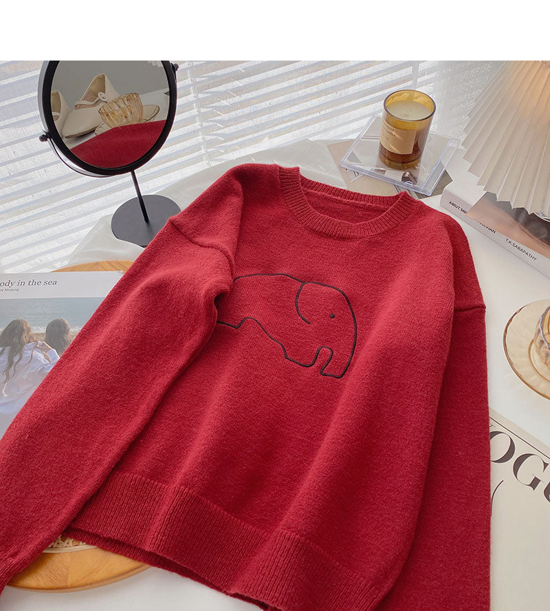 Retro lazy aging fun loose long sleeve top  6040