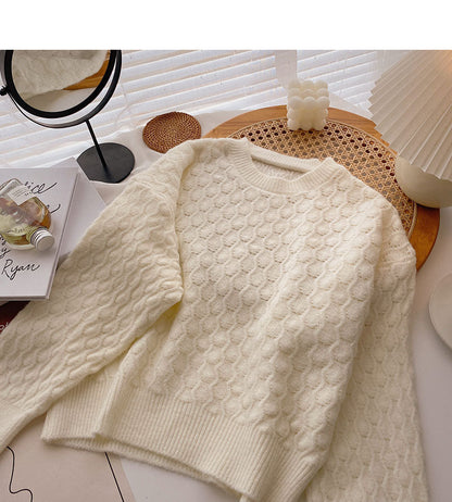 Korean long sleeve round neck Pullover design pure color top  5863