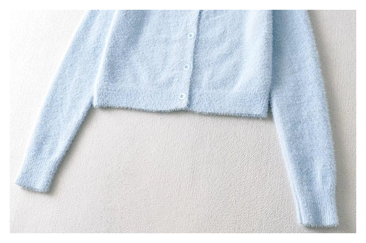 Vintage high waist navel top cardigan sweater  7168