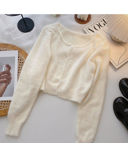 Korean style sweet little man long sleeve short cardigan top  5955
