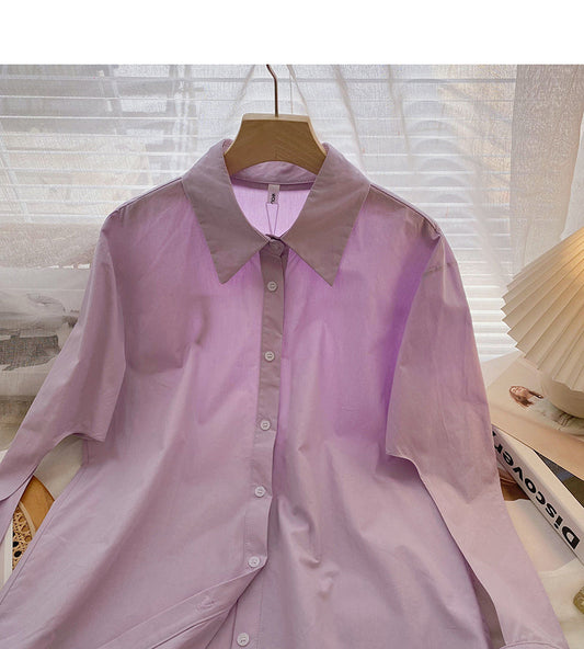 Niche design personality fashion hollow out long sleeve Lapel top cardigan  6413