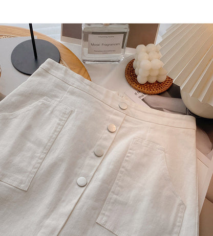 New small pocket casual high waist skir  5657