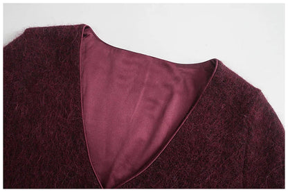 French retro V-neck high waist thin coat  7184