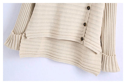 New fashion versatile rib knit with button  7301