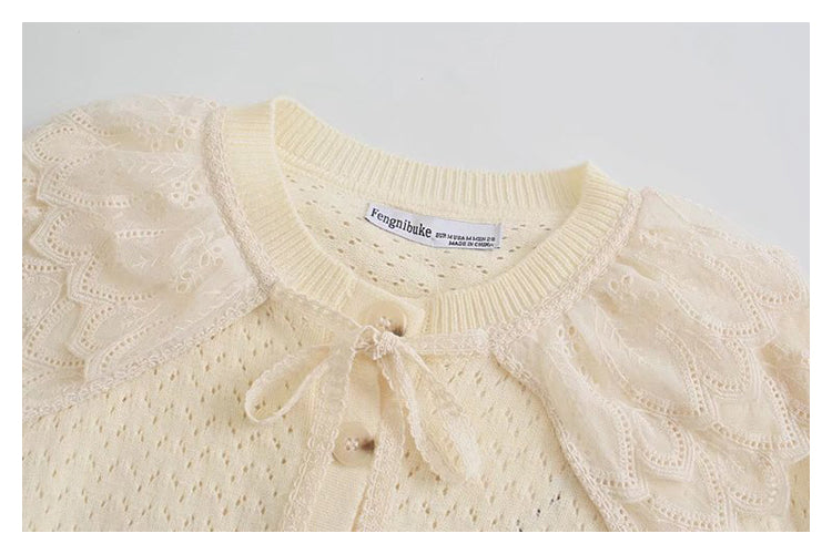 Sweet lace doll neck sweater sweater coat female  7337