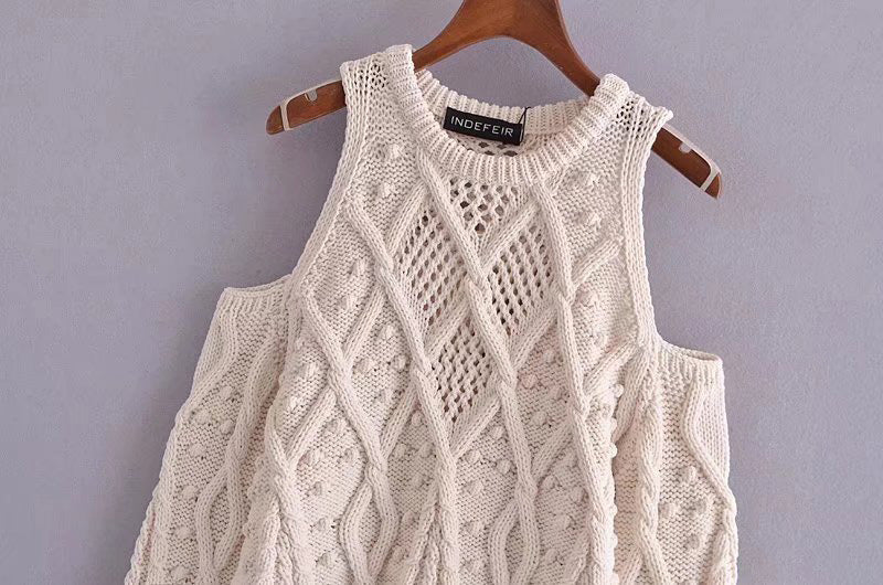New fashion temperament hollow sweater off shoulder crew neck sweater  7205