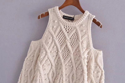 New fashion temperament hollow sweater off shoulder crew neck sweater  7205