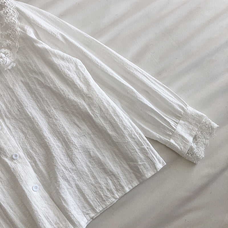 Temperament super fairy lace doll collar Long Sleeve Shirt  6242