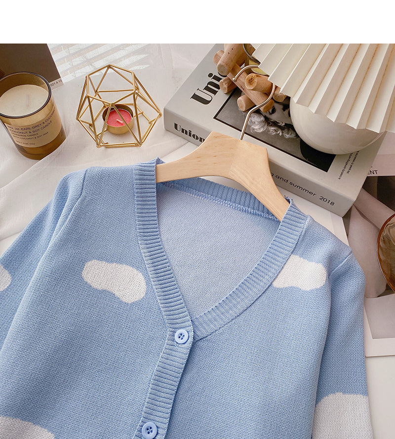 Design contrast color long sleeve knitted cardigan  6467