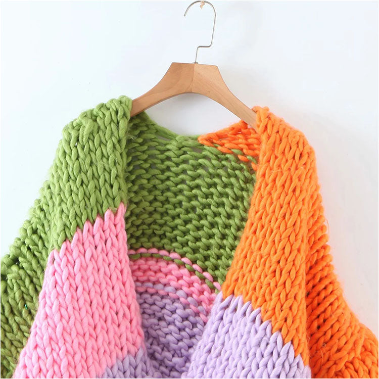 Knitted cardigan coat Lantern Sleeve Top  7156