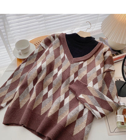 New Korean loose long sleeve fake two-piece top  5972