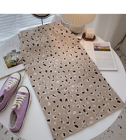 Temperament: Hong Kong style leisure retro leopard print high waist A-line skirt  5757