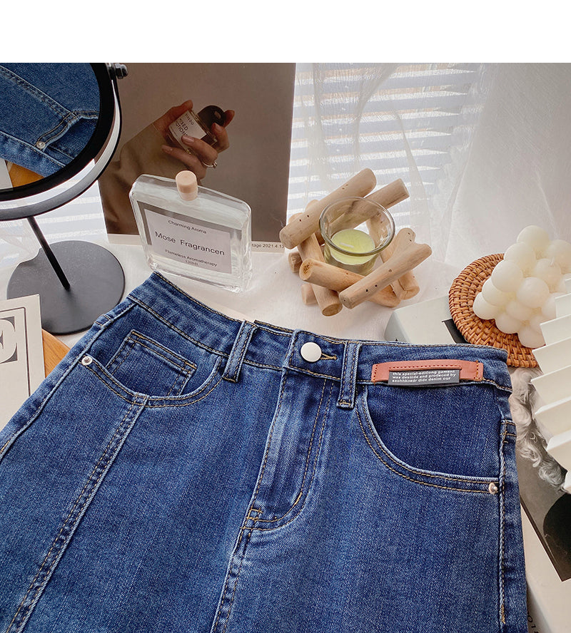 Slim and versatile casual design high waist A-line skirt  5590
