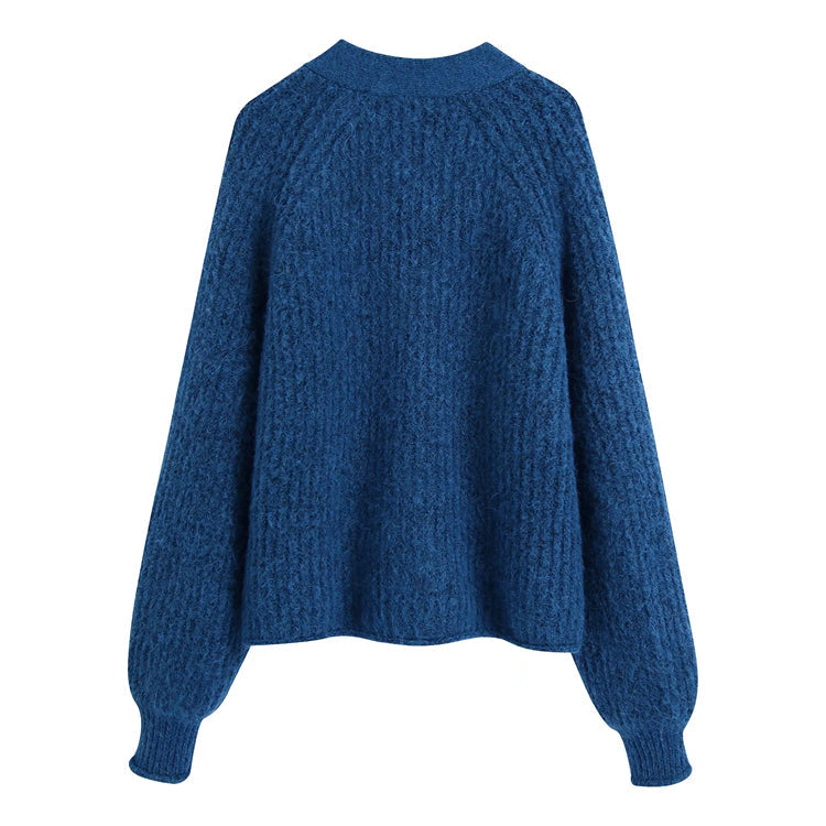 French loose casual spike knit cardigan sweater coat  7382