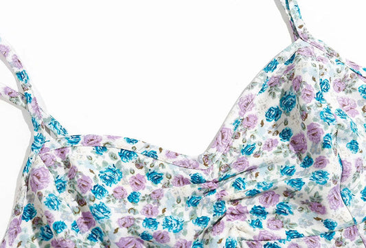 Vintage Floral strapless dress  7068
