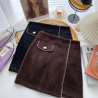 Design sense personality retro fashion versatile high waist A-line skirt  5543